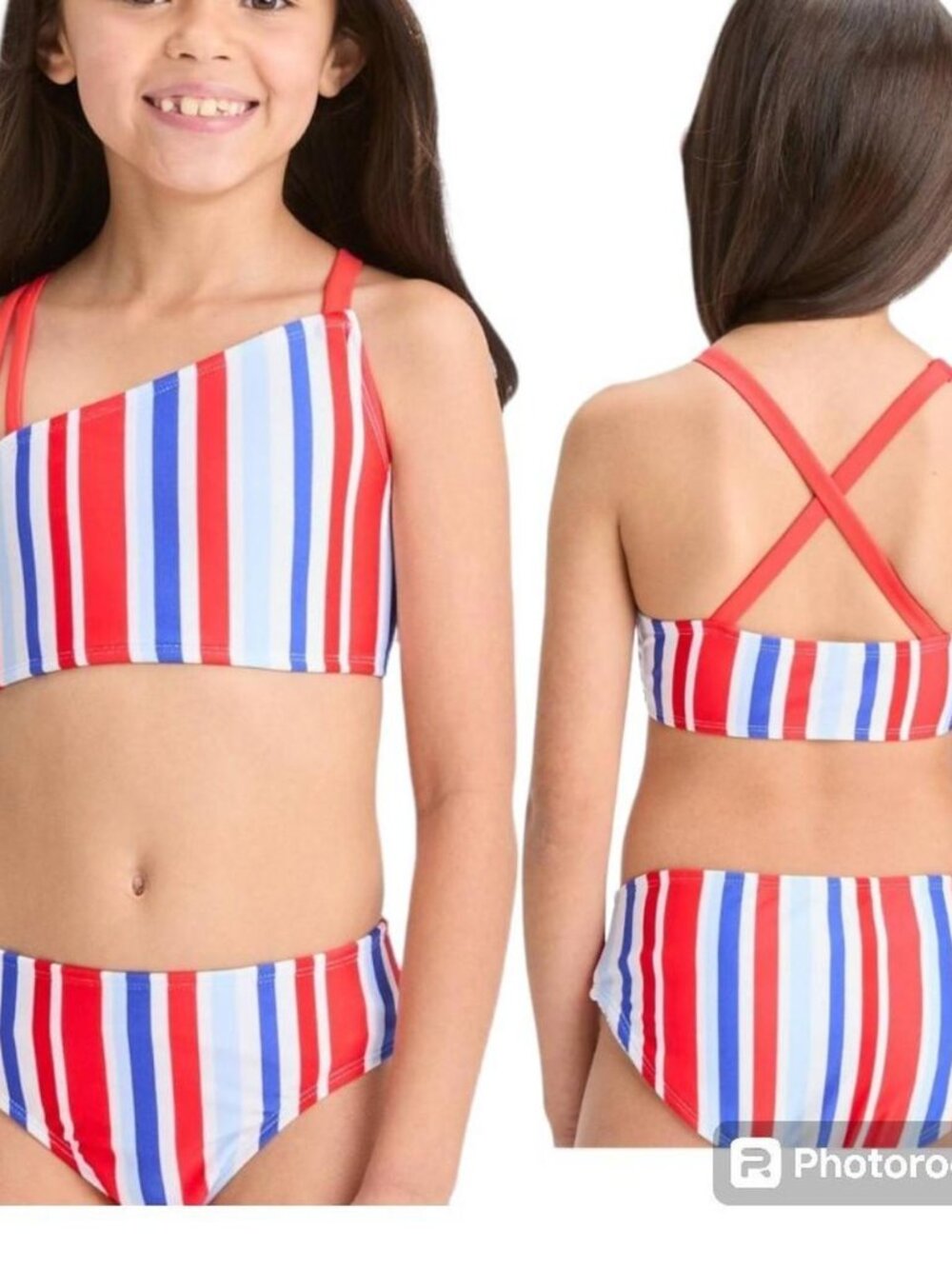 Cat & Jack Girls' 2Pc Multi Striped Bikini Set - Sz S